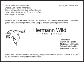 Traueranzeige von Hermann Wild von NWZ Neue Württembergische Zeitung