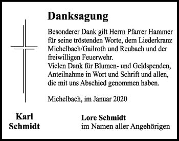 Traueranzeige von Karl Schmidt von Hohenloher Tagblatt