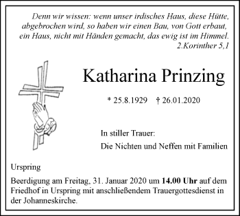 Traueranzeige von Katharina Prinzing von Geislinger Zeitung