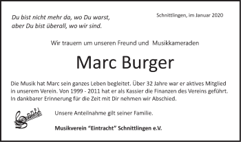 Traueranzeige von Marc Burger von Geislinger Zeitung