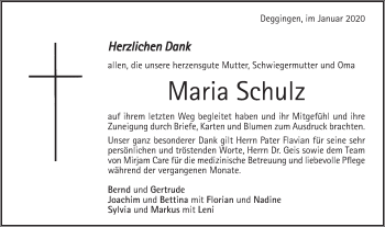 Traueranzeige von Maria Schulz von Geislinger Zeitung