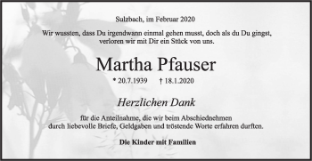 Traueranzeige von Martha Pfauser von Rundschau Gaildorf