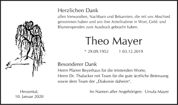 Traueranzeige von Theo Mayer von Haller Tagblatt