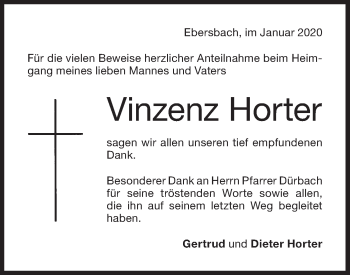 Traueranzeige von Vinzenz Horter von NWZ Neue Württembergische Zeitung