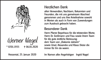 Traueranzeige von Werner Nagel von Haller Tagblatt