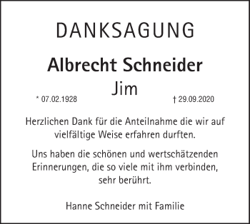 Traueranzeige von Albrecht Schneider von SÜDWEST PRESSE Ausgabe Ulm/Neu-Ulm