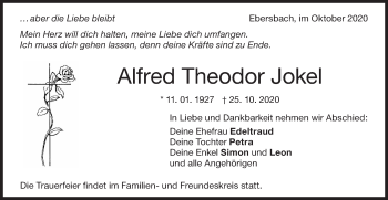 Traueranzeige von Alfred Theodor Jokel von NWZ Neue Württembergische Zeitung