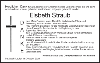 Traueranzeige von Elsbeth Straub von Rundschau Gaildorf