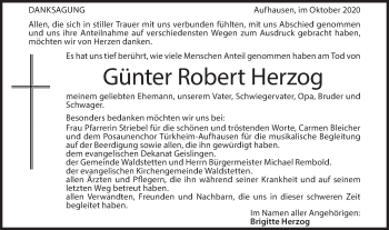 Traueranzeige von Günter Robert Herzog von Geislinger Zeitung