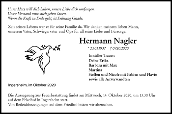 Traueranzeige von Hermann Nagler von Hohenloher Tagblatt