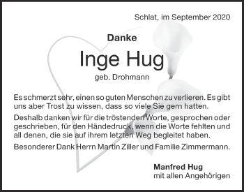 Traueranzeige von Inge Hug von NWZ Neue Württembergische Zeitung