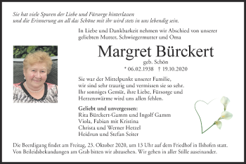 Traueranzeige von Margret Bürckert von Haller Tagblatt