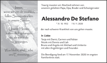 Traueranzeige von Alessandro De Stefano von NWZ Neue Württembergische Zeitung/Geislinger Zeitung