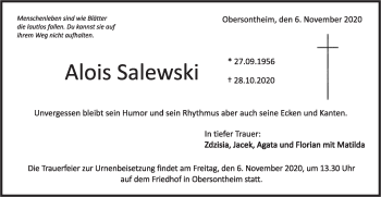 Traueranzeige von Alois Salewski von Haller Tagblatt