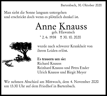 Traueranzeige von Anne Knauss von NWZ Neue Württembergische Zeitung