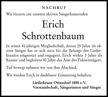 Traueranzeige von Erich Schrottenbaum von Rundschau Gaildorf