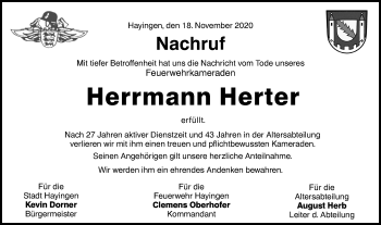 Traueranzeige von Herrmann Herter von Alb-Bote/Metzinger-Uracher Volksblatt