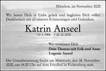 Traueranzeige von Katrin Anseel von Rundschau Gaildorf