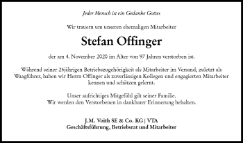 Traueranzeige von Stefan Offinger von Hohenloher Tagblatt