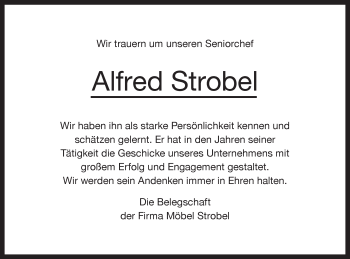 Traueranzeige von Alfred Strobel von NWZ Neue Württembergische Zeitung