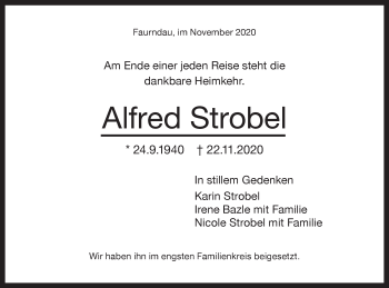 Traueranzeige von Alfred Strobel von NWZ Neue Württembergische Zeitung