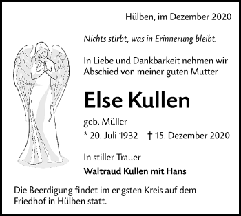 Traueranzeige von Else Kullen von Alb-Bote/Metzinger-Uracher Volksblatt