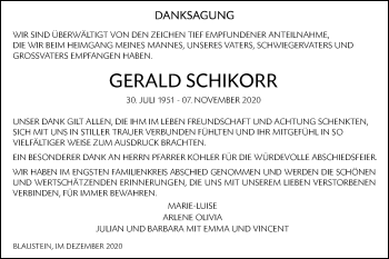 Traueranzeige von Gerald Schikorr von SÜDWEST PRESSE Ausgabe Ulm/Neu-Ulm