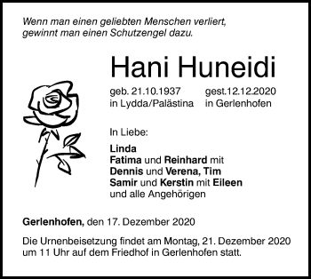 Traueranzeige von Hani Huneidi von SÜDWEST PRESSE Ausgabe Ulm/Neu-Ulm