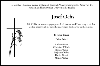 Traueranzeige von Josef Ochs von Hohenloher Tagblatt