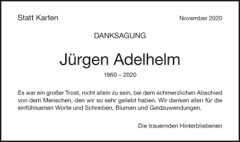 Traueranzeige von Jürgen Adelhelm von NWZ Neue Württembergische Zeitung