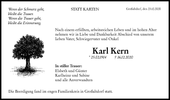 Traueranzeige von Karl Kern von Haller Tagblatt