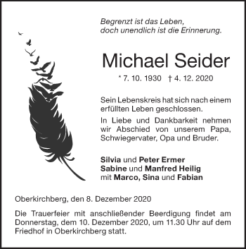 Traueranzeige von Michael Seider von SÜDWEST PRESSE Ausgabe Ulm/Neu-Ulm