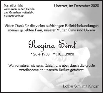 Traueranzeige von Regina Siml von Rundschau Gaildorf