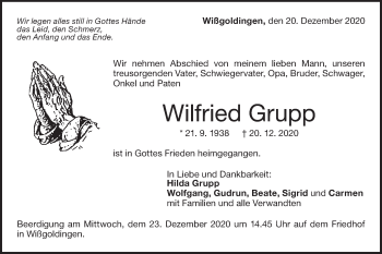 Traueranzeige von Wilfried Grupp von NWZ Neue Württembergische Zeitung