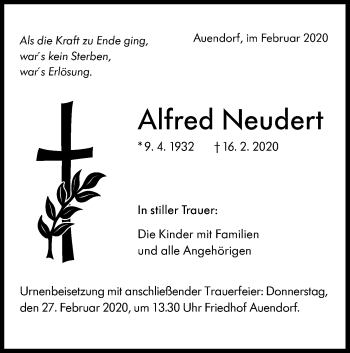 Traueranzeige von Alfred Neudert von NWZ Neue Württembergische Zeitung