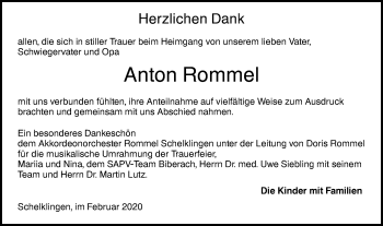 Traueranzeige von Anton Rommel von Ehinger Tagblatt