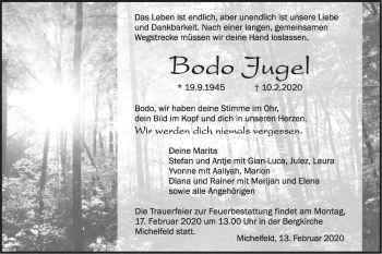 Traueranzeige von Bodo Jugel von Haller Tagblatt