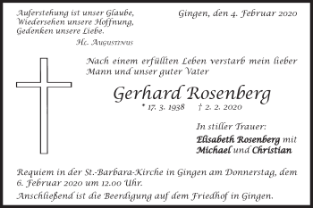 Traueranzeige von Gerhard Rosenberg von Geislinger Zeitung