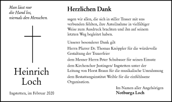 Traueranzeige von Heinrich Loch von Ehinger Tagblatt/Alb-Bote