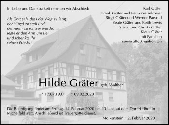 Traueranzeige von Hilde Gräter von Haller Tagblatt