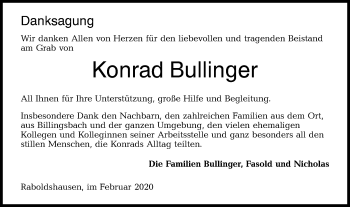 Traueranzeige von Konrad Bullinger von Hohenloher Tagblatt