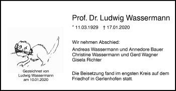 Traueranzeige von Ludwig Wassermann von SÜDWEST PRESSE Ausgabe Ulm/Neu-Ulm