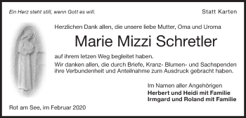 Traueranzeige von Marie Schretler von Hohenloher Tagblatt