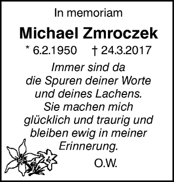 Traueranzeige von Michael Zmroczek von SÜDWEST PRESSE