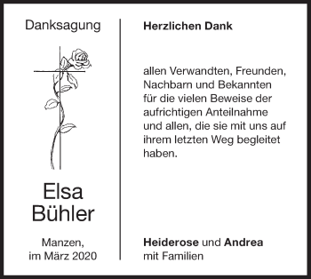 Traueranzeige von Elsa Bühler von NWZ Neue Württembergische Zeitung