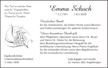 Traueranzeige von Emma Schoch von Haller Tagblatt