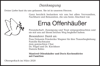 Traueranzeige von Erna Offenhäußer von Hohenloher Tagblatt