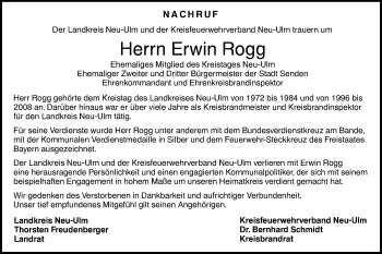 Traueranzeige von Erwin Rogg von SÜDWEST PRESSE Ausgabe Ulm/Neu-Ulm