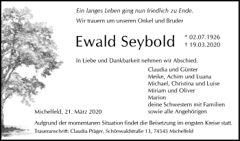 Traueranzeige von Ewald Seybold von Haller Tagblatt