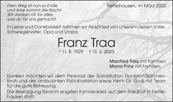 Traueranzeige von Franz Traa von Geislinger Zeitung